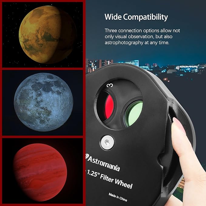 Astromania Filter Wheel for Telescope, Filter Drawer Compatible