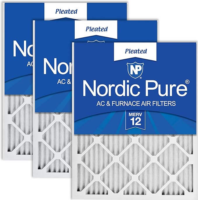 Nordic Pure 12x12x1 Pleated MERV 12 Air Filters 3 Pack