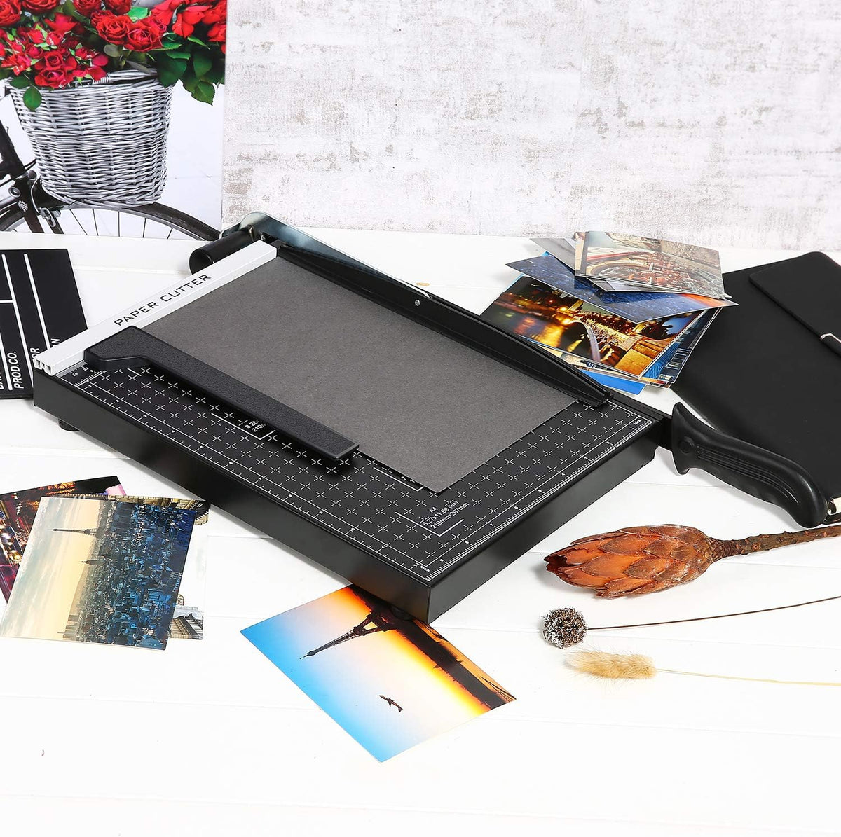 Paper Trimmer, 12" Metal Base A4 Paper Cutter Guillotine for Home Office, 10 Sheet Capacity