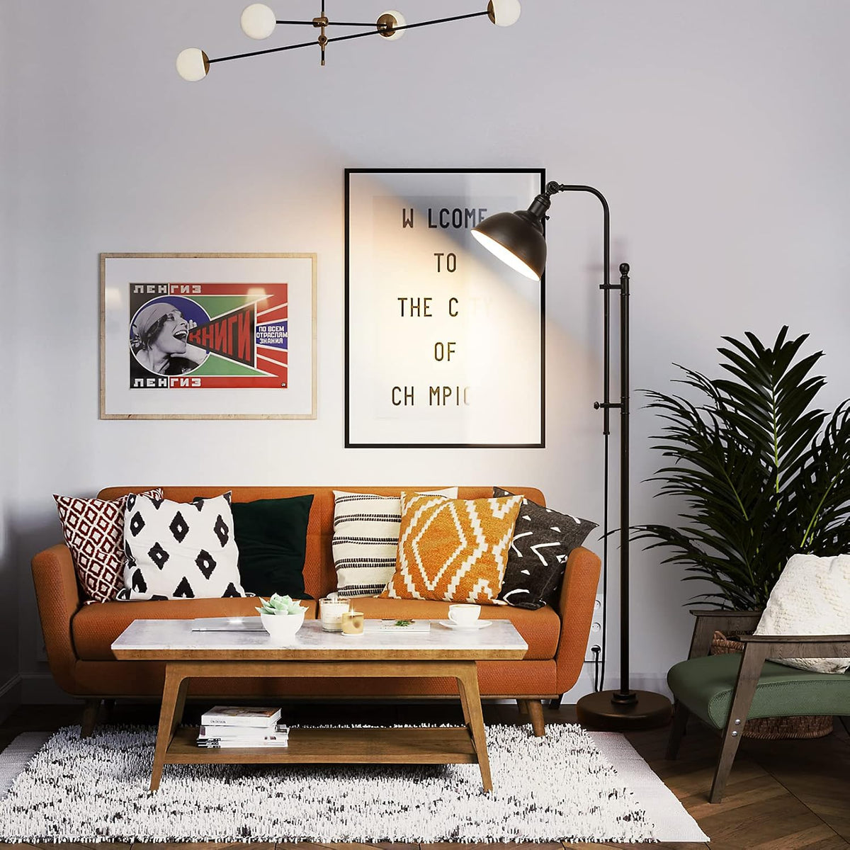 Coucrek Industrial Floor Lamp, Farmhouse Reading Lamp with 3CCT Bulb