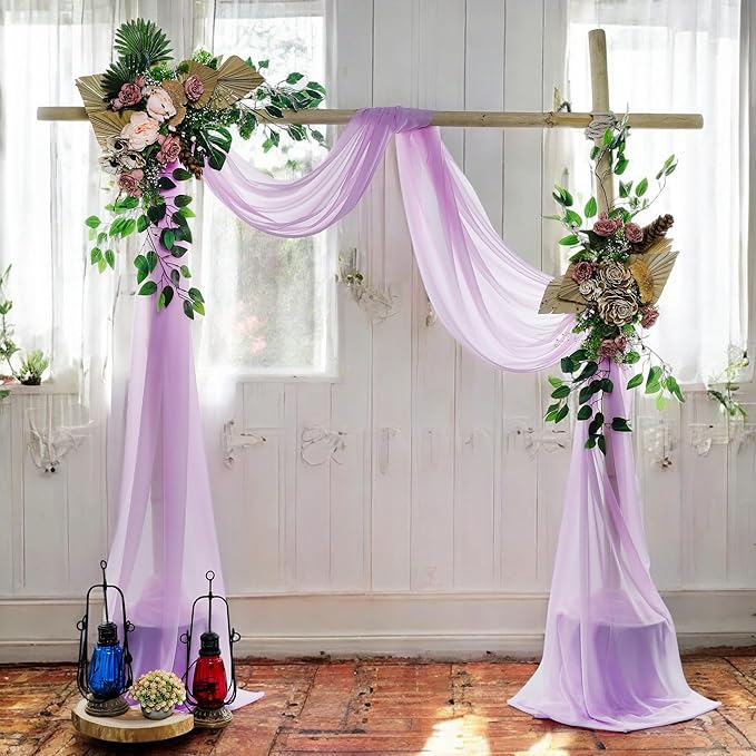 MDS Halloween Chiffon Draping Fabric - 2 Panel, 30" Wide x 30ft Long - Sheer Spooky Arbor & Canopy Drapery for Haunted House Backdrops, Party Ceilings, DIY Costumes & Themed Events - Orchid (Pack of 2)