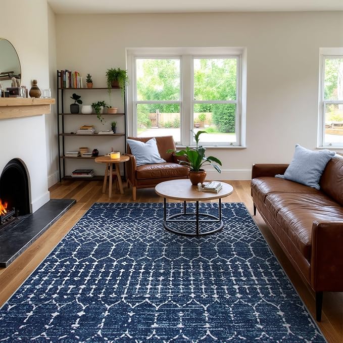 Lahome Moroccan Living Room Rug 9x12 Non-Slip Washable Ultra-Thin Soft Large