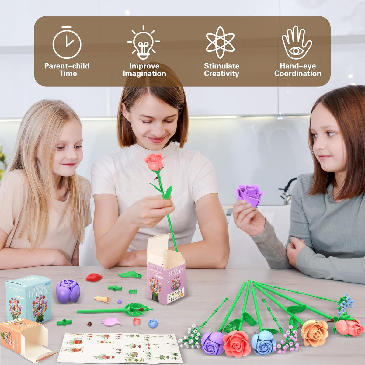 Sopu Flower Advent Calendar 2026, 24 Day Christmas Countdown Building Set - 1380 PCS Botanical Flower Bouquet Building Blocks, DIY Forever Flowers Gift for Teens & Adults, Home Decor