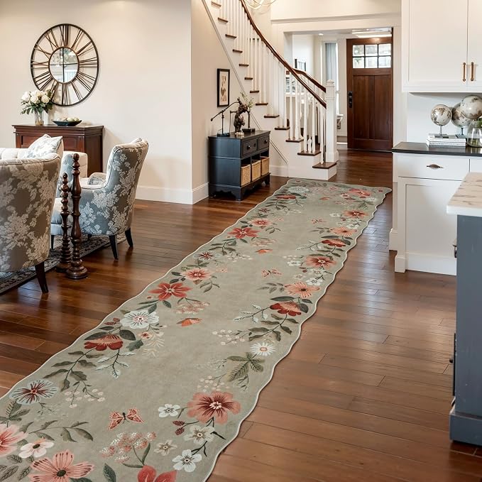 Lahome Floral Hallway Runner Rug Non Slip, Kitchen Runner Stain Resistan Carpet