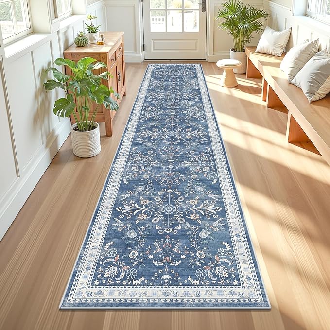 Yamaziot Washable Runner Rug 2x10 – Floral Non Slip Boho Hallway Runner Rug