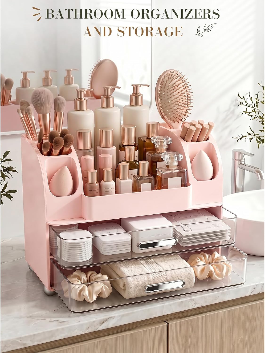 Large Makeup Organizer Countertop for Vanity Skincare Organizers