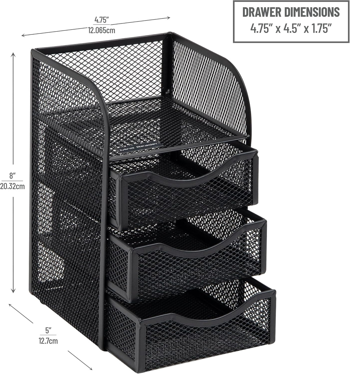 Mind Reader Desktop Accessory Storage, Paper Binder Clip Basket, Workspace, Office, Metal Mesh, 4.75" L x 5" W x 8" H, Black (Pack of 6)