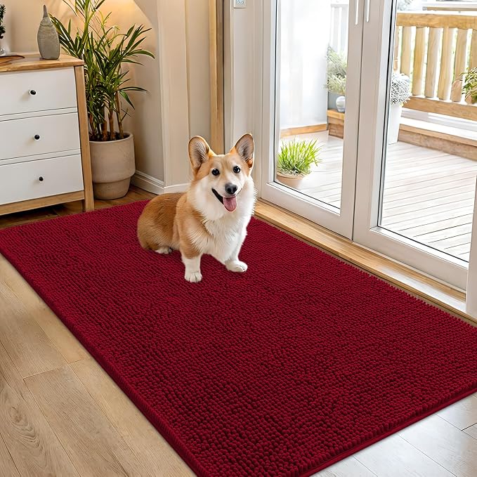 OLANLY Dog Door Mat for Muddy Paws 54x32, Absorbs Moisture and Dirt, Absorbent