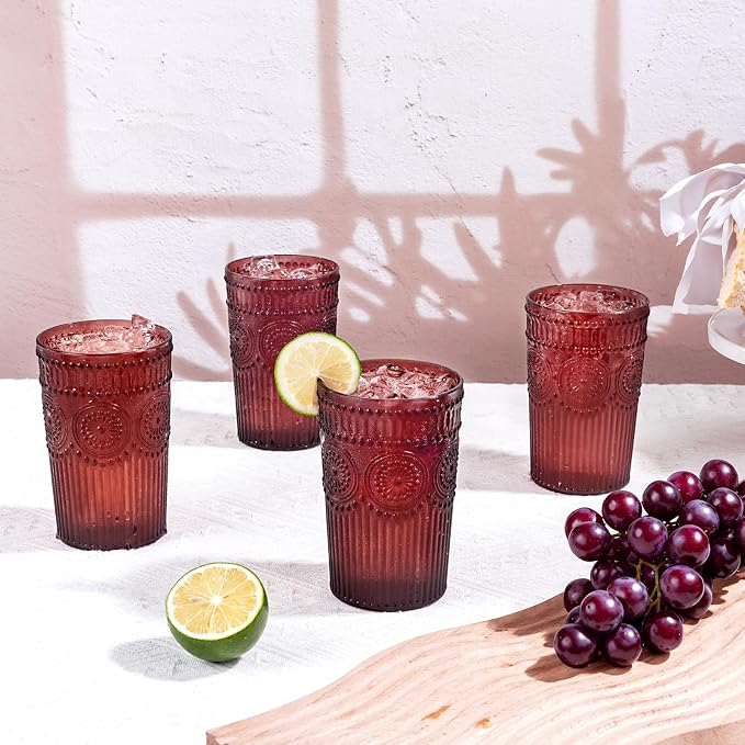 Ciaell 12 Pack Burgundy Plastic Water Glasses