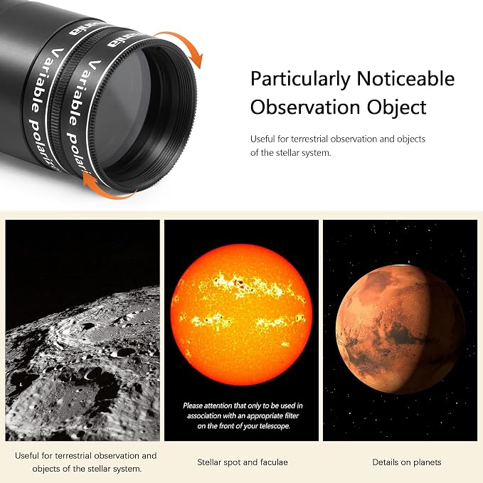 Astromania Telescope Filter, 1.25 Inch Variable Grey Polarizing Filter