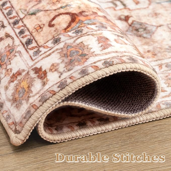 SERISSA Area Rug 3x5 Boho Peach Cream Rugs