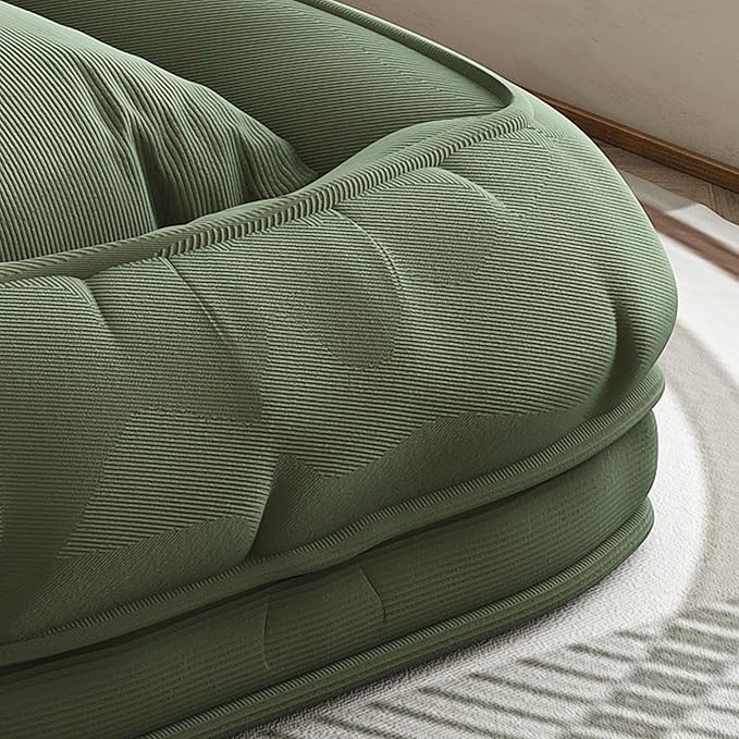 Oversized Human Dog Bed for Adult, Foldable Giant Human Pet Bed with 2 Soft Pillows, Large Sized Dog Sofa with 5 Adjustable Position for Humans, Metal Frame & Corduroy (Green)
