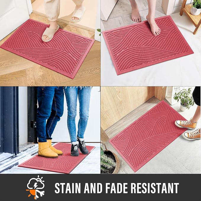 HIYARD Sturdy Front Door Mat, Absorbent Muddy Dirt Resist Welcome Door Mats