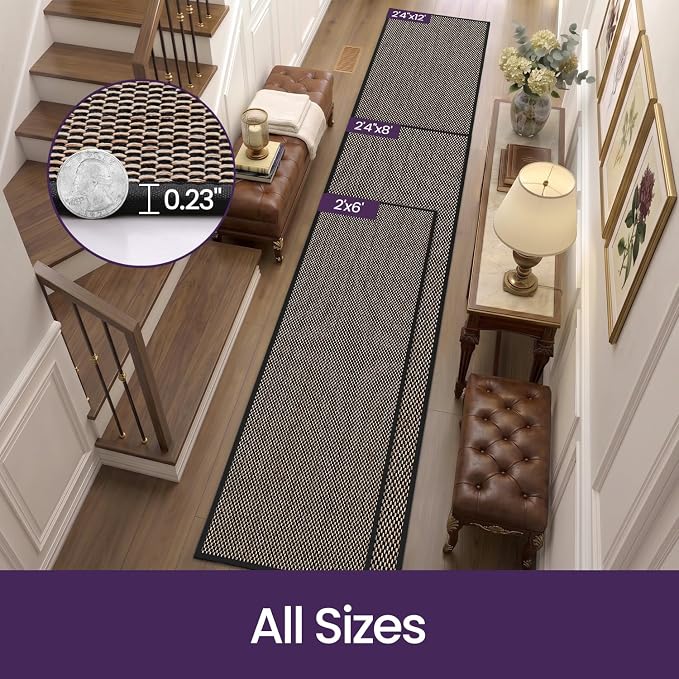 DEX Hallway Runner Rug 2x6, Non Slip Rubber Backing Inside Entryway Carpet