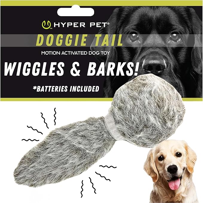 Hyper Pet Doggie Tail Interactive Plush (Wiggles, Vibrates, and Barks – Dog Toys for Boredom and Stimulating Play)
