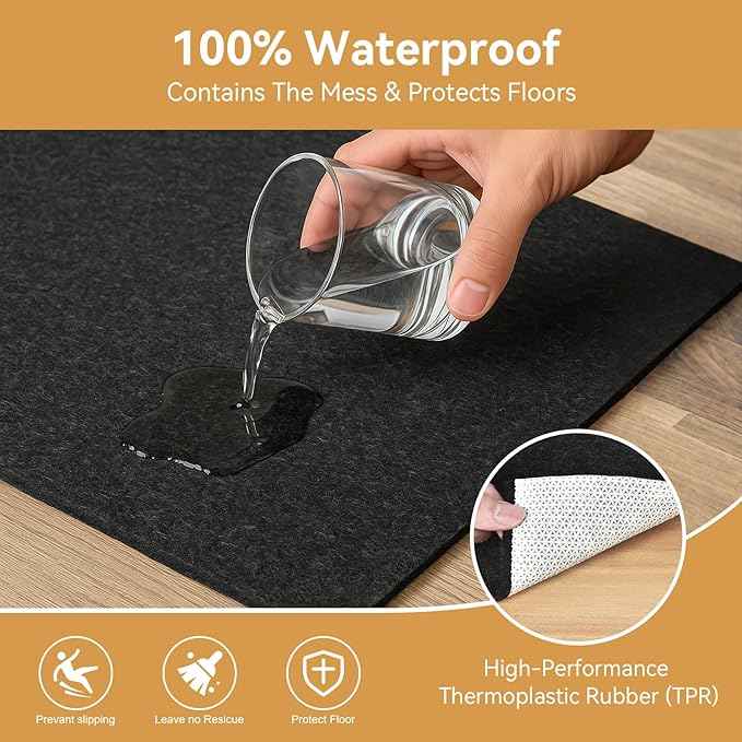 Deep Dream Dual Surface 3'x5' Rug Pad, Waterproof 1/4" Thick Felt + Natural