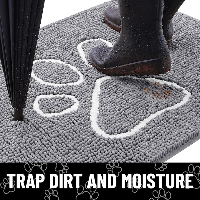 Smiry Dog Door Mat for Muddy Paws, Absorbent Dirt Trapper Non Slip Quick Dry