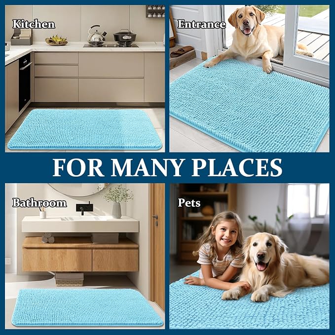 OLANLY Dog Door Mat for Muddy Paws 47x17, Absorbs Moisture and Dirt, Absorbent