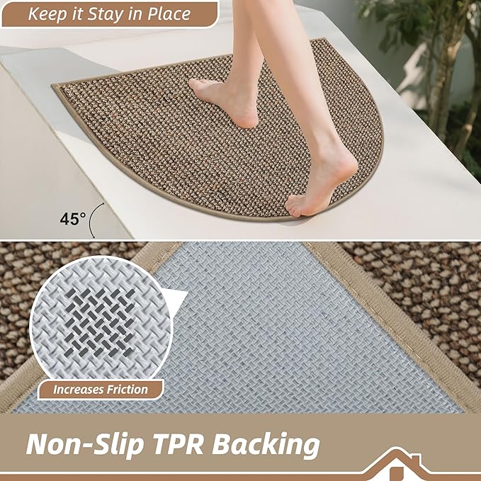 BEQHAUSE Dirt Trapper Door Mat 32" x 48" Half Circle Non-Slip Washable Doormats