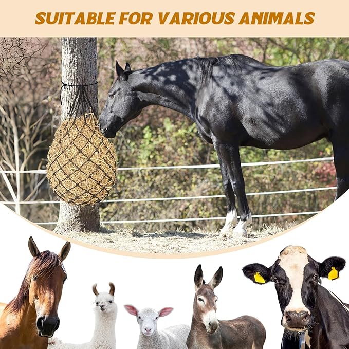 Hay Nets for Horses,2.36"x2.36" Holes 40”Horse Hay Feeder Net for Slower Feeding,Strong Load-Bearing Hay Bag Hanging for Horse Stable Trailer (Black-1PACK)