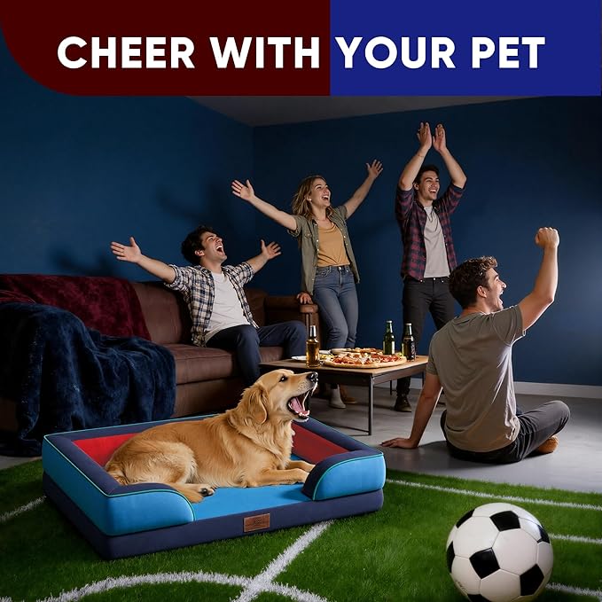 Comfort Expression Orthopedic Dog Bed for Extra Large Dogs 45x35 Inch, Waterproof Egg Crate Foam XL Pet Bed with Removable Bolsters, Dog Couch with Washable Cover & Non-Slip Bottom, Philadelphia