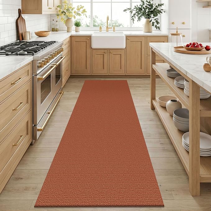 KOZYFLY Orange 3x6 Washable Runner Rug, Non Slip Wide Runners