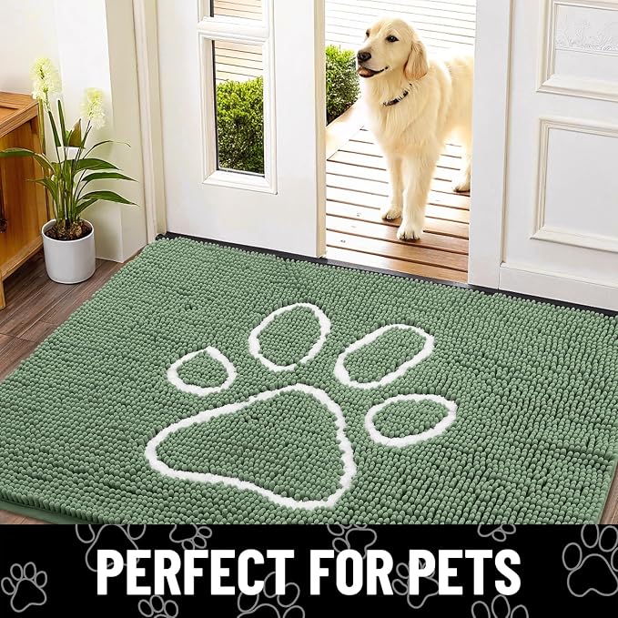 Smiry Dog Door Mat for Muddy Paws, Absorbent Dirt Trapper Non Slip Quick Dry