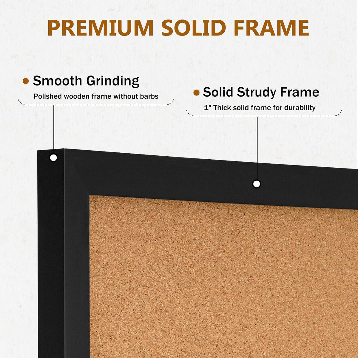 DOLLAR BOSS Cork Board for Wall 36"x24", Black Wood Framed Bulletin Board