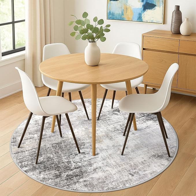 IOHOUZE Abstract Round Area Rug 6 Ft Washable Circle Rugs Large Round Rug Non