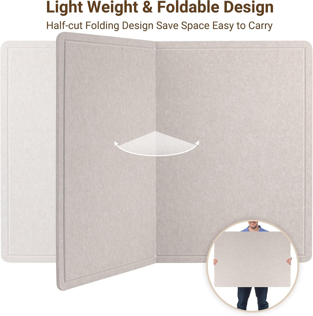 AKTOP Foldable Felt Bulletin Board for Wall, 48x36 inches, Latte