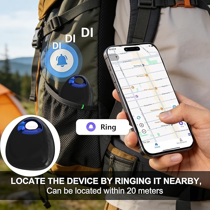 GPS Pet Tracker with Apple Find My Network, Android Compatibility, Real-Time Location Tracking, Water-Resistant (DINGWEIQI04)