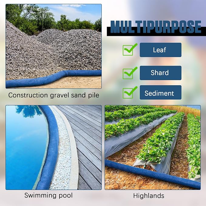 2 Pcs Sediment Filter Erosion Control Blanket Silt Fence Sock