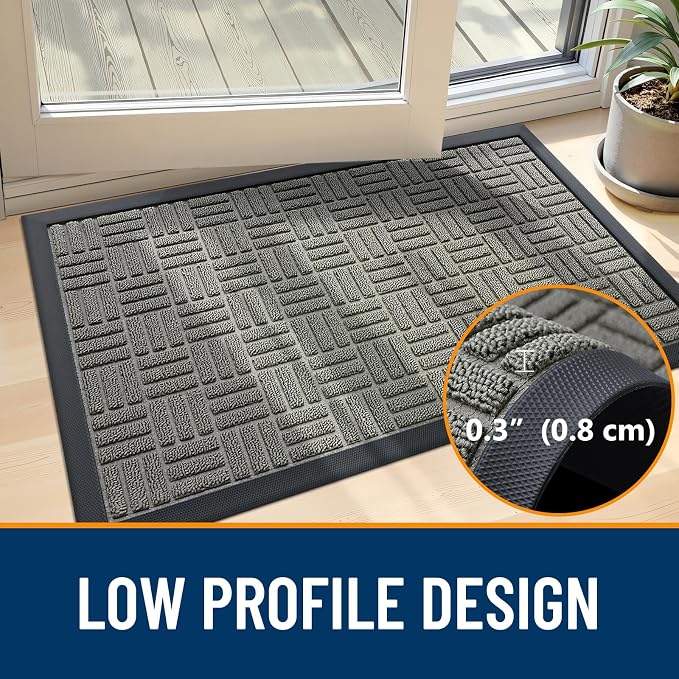 OLANLY Front Door Mat Outside Entrance 29.5x17, Heavy Duty Sturdy Natural