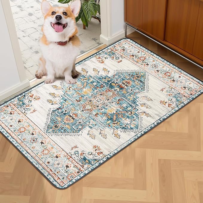 Washable Pee Pads for Dogs 2 Pack, 36" x 24" Reusable Puppy Pads Waterproof, Super Absorbent Dog Rugs, Leakproof, Dog Crate Pad, Playpen Mat, Whelping Pads, Blue Medallion