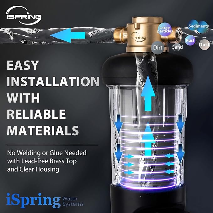 iSpring WSP500ARJ Spin-Down Sediment Water Filter, Upgraded Jumbo Size