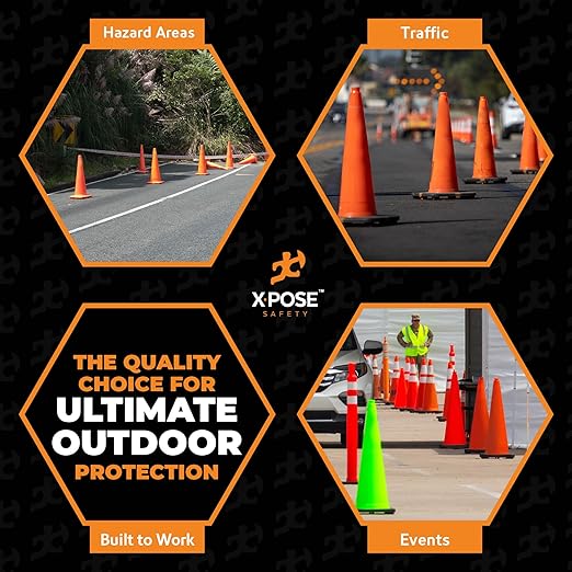 Xpose Safety 36 Inch Orange Traffic Cones- Bulk Full Pallet 252-Pack - Multipurpose PVC Plastic Safety Cone for Parking, Soccer, Caution, Kids and Construction - DOT Approved