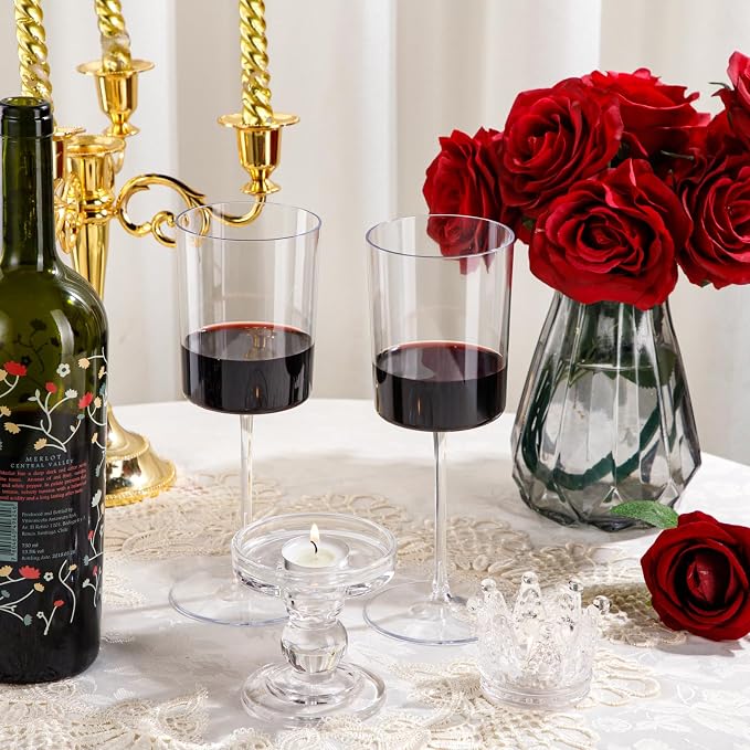 Ciaell 12 Pack Clear Plastic Wine Glasses - 14Oz Plastic Wine Glasses -