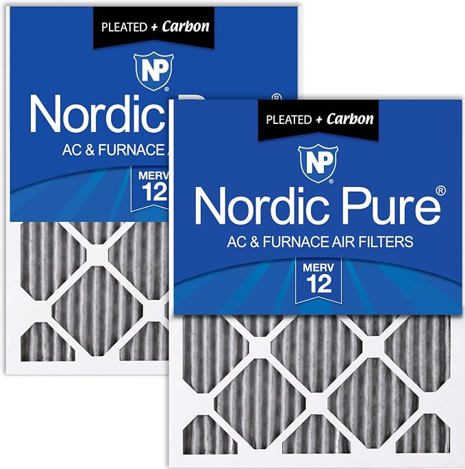 Nordic Pure 14x20x1 Furnace Air Filters MERV 12 Pleated Plus Carbon 2 Pack