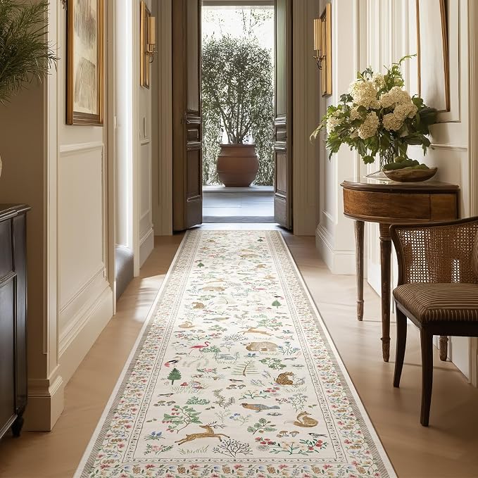 Machine Washable Kitchen Runner Rugs: 2'x10' Hallway Runner Non Slip Low Pile