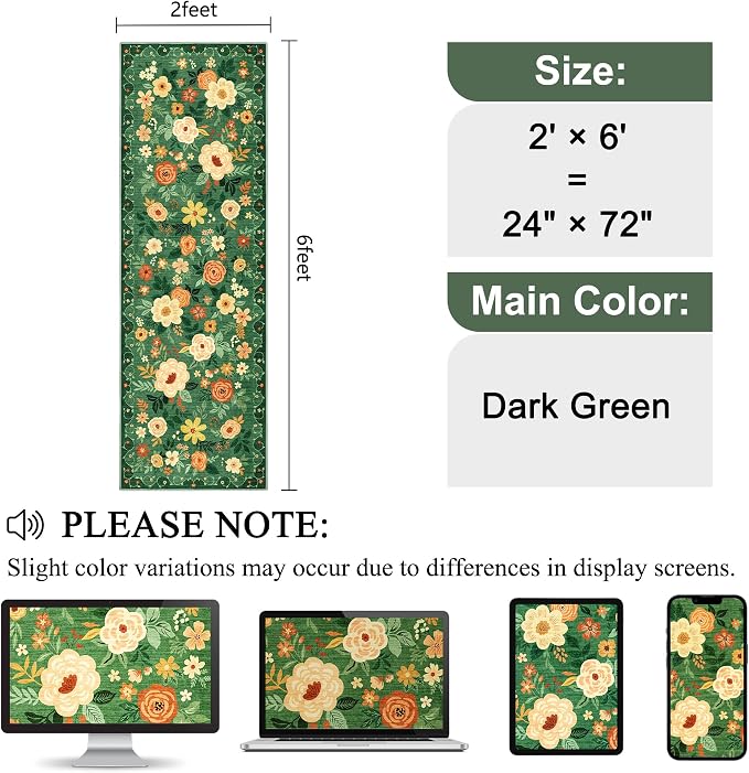 DUKINO 2x6 Runner Rug for Hallway, Washable Kitchen Runner Rug