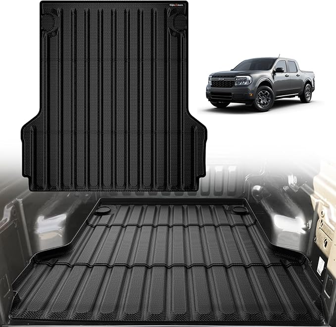 TripleAliners Truck Bed Mat Compatible with 2022 2023 2024 2025 Ford Maverick Hybrid & Gas Accessories Vehicle Perfectly Flush All Weather Protection TPE Heavy Duty Pickup Car Bed Cargo Mat