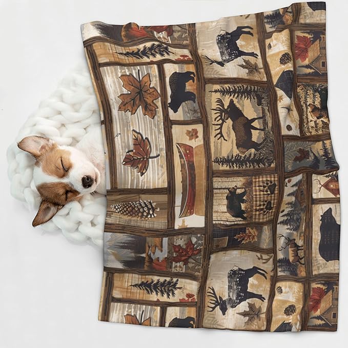 Cabin Blanket for Dog Cat - Rustic Dog Blankets 30x20 Buffalo Plaid Puppy Throw Blanket for Couch Sofa Bed
