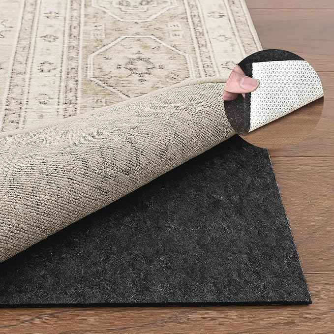 Deep Dream Dual Surface 2'x4' Rug Pad, Waterproof 1/8" Thick Felt + Natural