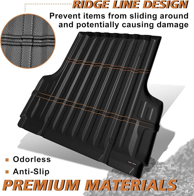 TripleAliners Truck Bed Mat Compatible with 2005-2021 Nissan Frontier Accessories 5FT Truck Bed Liner Perfectly Flush All Weather Protection TPE Heavy Duty Pickup Cargo Mat
