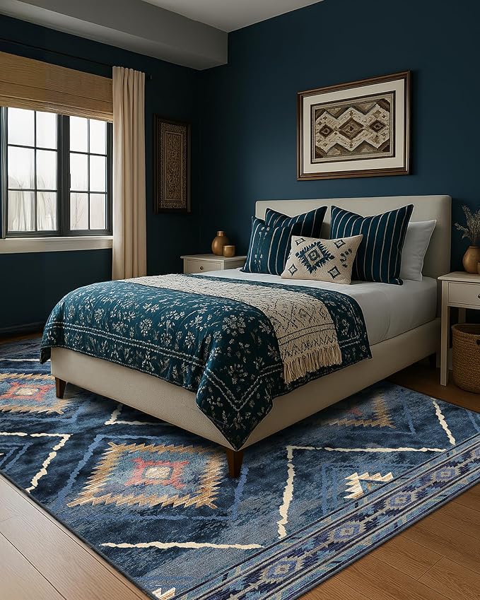 BESTSWEETIE Area Rug 5x7 Rug Machine Washable Non-Slip Low Pile Print Pattern