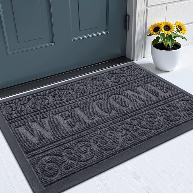 OLANLY Welcome Door Mat Indoor Outdoor Entrance, Heavy Duty Sturdy Front Door