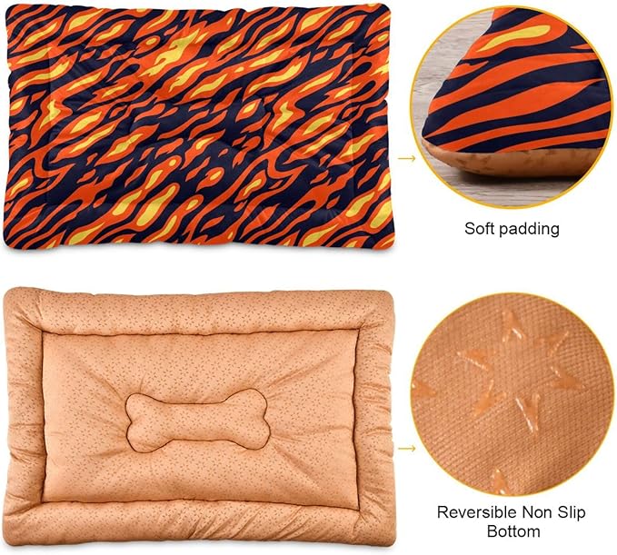 Fire Flame Pet Bed Cute Dog Bed Mat Absorbing Non Slip Pad Pet Sleeping Mat for Small, Medium, and Large Dogs Puppy Cat 24 in x 18 in