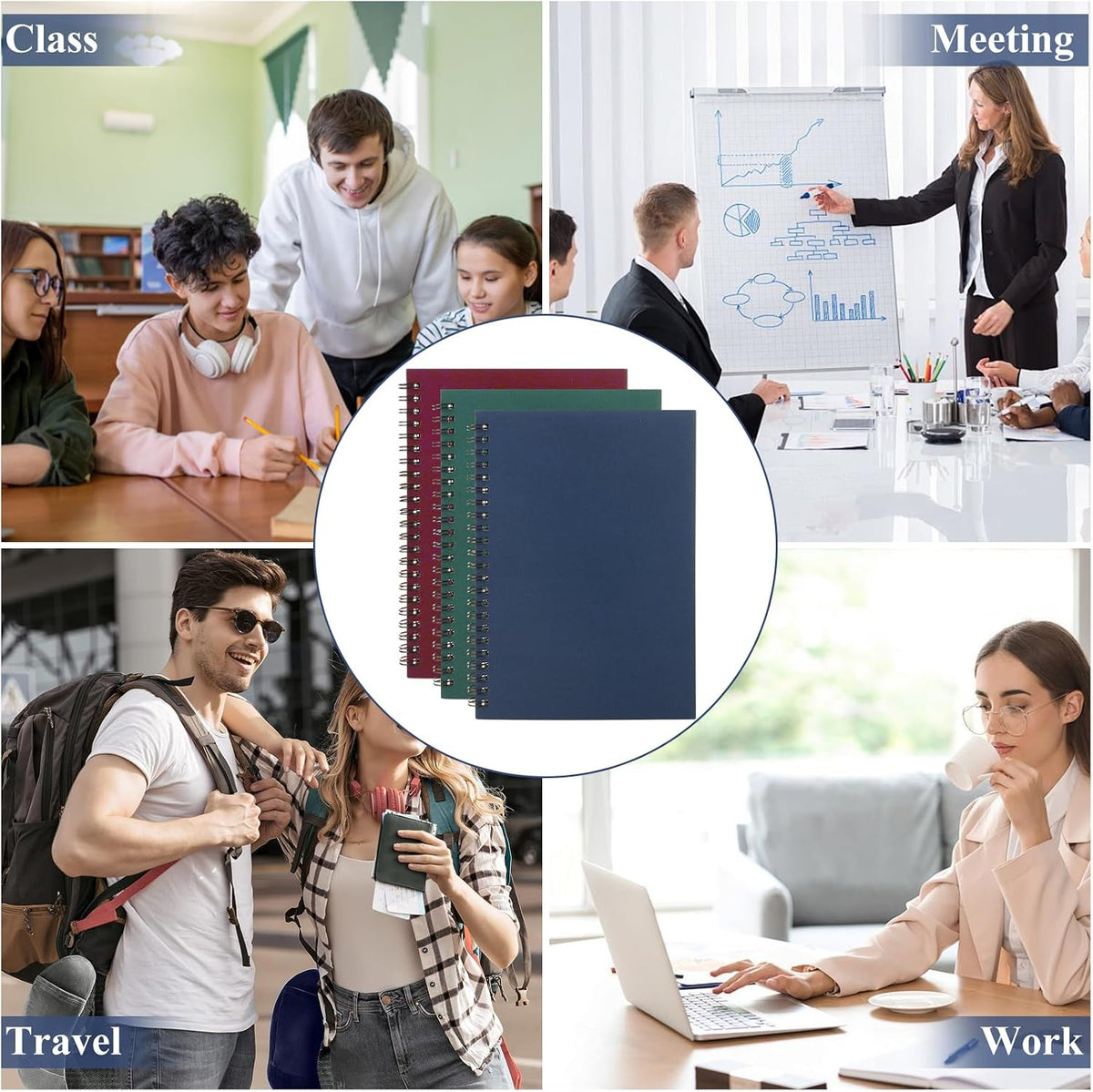 MIVIDE 24 Pack A5 Spiral Notebook, 8.3 x 5.7 Inch, 6 Color, 120 pages /60 sheets Hardcover Spiral Lined Notebook Journal, Lined Travel Bulk Writing Paper Notebook for School Business Office Supplies