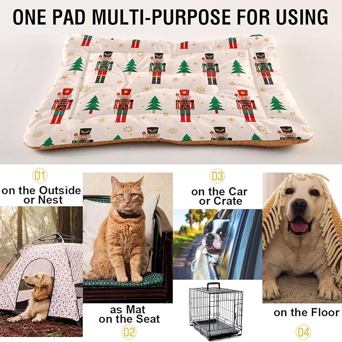 Pet Bed Christmas Nutcracker Dog Bed Mat Absorbing Non Slip Pad Pet Sleeping Mat for Small, Medium, and Large Dogs Puppy Cat 36 in x 24 in