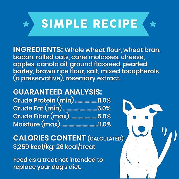 Cloud Star Wag More Bark Less Crunchy Dog Treats, Oats & Grains Bacon, Cheese & Apples, 3 lbs. Bag